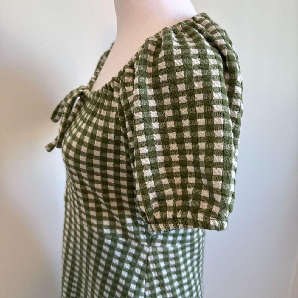 Madewell Jacquard Puff-Sleeve Mini Dress Gingham Check Womens Size S - Picture 7 of 13